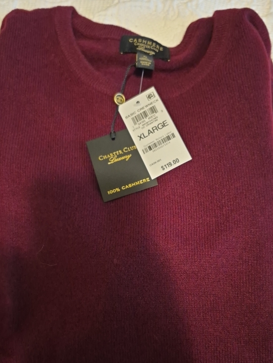 Charter Club Sweaters - Charter Club Women's Wine Crewneck Cashmere Sweater, Brand New, Never Worn!